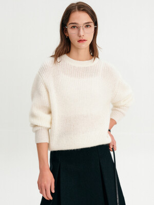 졸리 모헤어 풀오버 니트 탑_아이보리 / JOLY MOHAIR PULLOVER KNIT TOP_IVORY