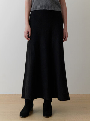 Ooze knit flare skirt (black)
