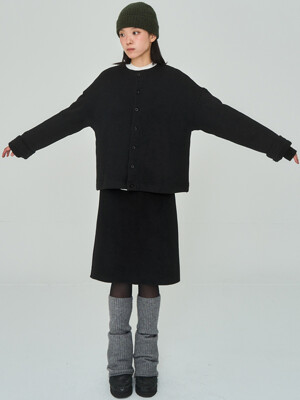 Fleece Button Black Jacket