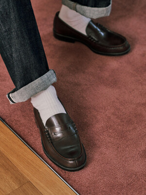 남성용 소가죽 페니로퍼 HS-906_D.BROWN