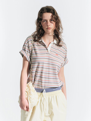 25HS TIA STRIPE PIQUE SHIRT (BEIGE)