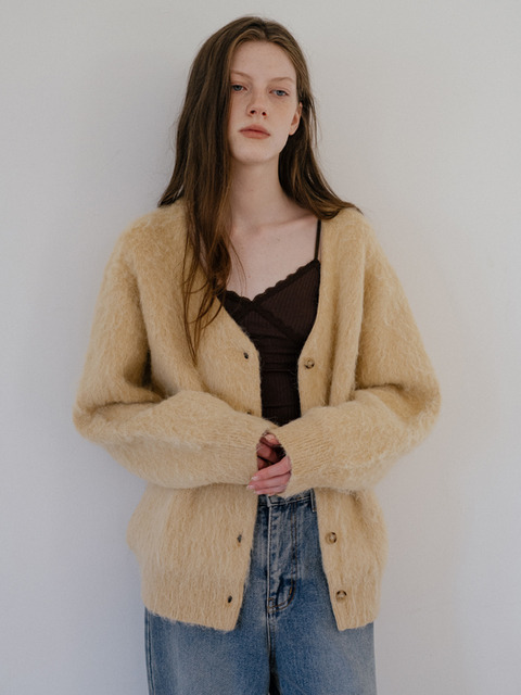 틸아이다이 Wool blend hairy cardigan [TIWT04CD06]_Yellow