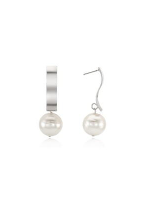 Long Bar Metal Pearl Earring