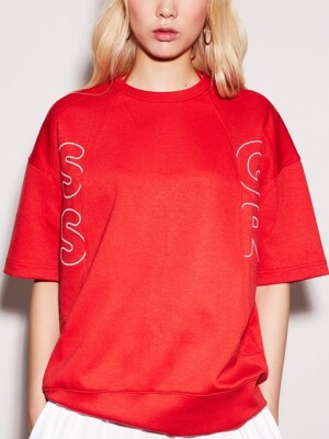 Curved Line  Short Sleeve H/ACC_Red