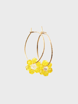 Single Summer Flower Hoop Earrings _ Yellow