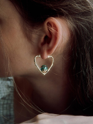 Heart Hoop Snowball Earrings