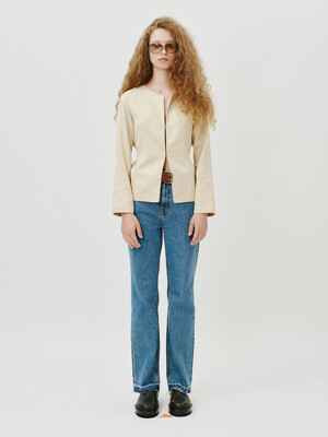 middle blue semi wide jeans - SW003