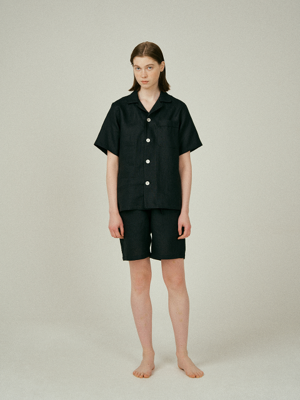 (w) Readymade Pajama Set Linen Black