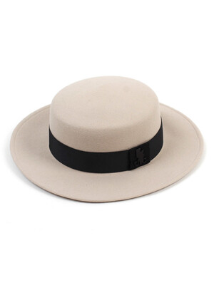 Black Line Flat Wool Ivory Fedora 울페도라