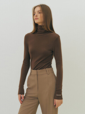 HEROINE roll-neck jersey top (brown)