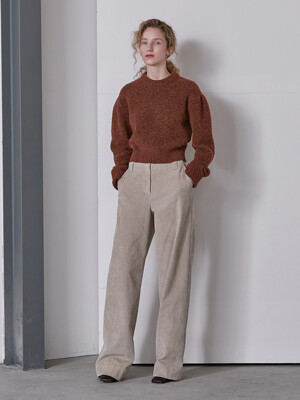 SEMI WIDE CORDUROY PANTS_CREAM BEIGE