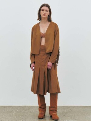 Faux Suede Pleats, Tan