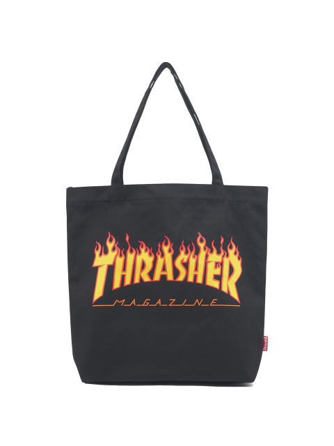 토트백 - 트레셔 (THRASHER) - 플레임 에코백 블랙