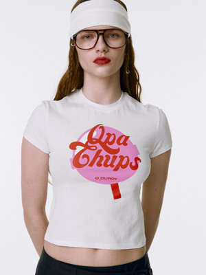 Qpachups Candy Cropped T-Shirt - White
