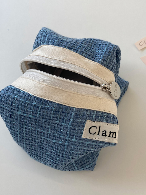 클러치 - 클램 (Clam) - Clam round pouch _ Tweed Blue