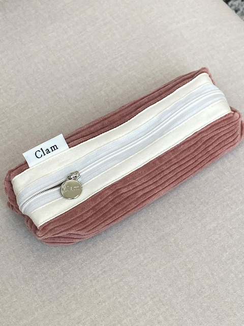 문구,클러치 - 클램 (Clam) - Clam round pencilcase _ Corduroy mist pink