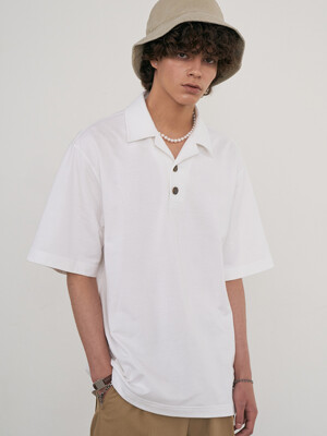 Open Collar T-Shirts  (Ivory)