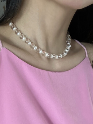 [925silver] Clean & pearl necklace