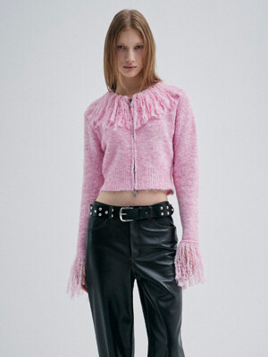 FLUFFY ZIP-UP KNIT_PINK