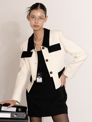 Ivory & black combination jacket