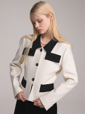 Ivory & black combination jacket