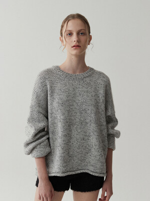 mix wool alpaca pullover-gray