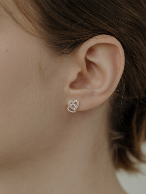 [단독][Silver925] WE029 Crystal two heart earring