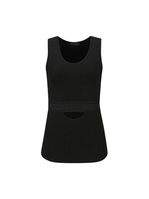 CUT-OUT DETAIL SLEEVELESS TOP (BLACK)
