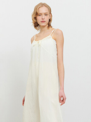 STRAP SLEEVELESS LAYERED BUSTIER ONE-PIECE CREAM