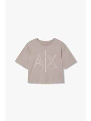 AX 여성 라인 로고 크루넥 티셔츠-베이지(A424130001)