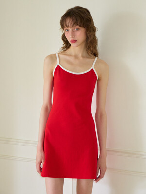 Basic Pique Slip Dress_ Red