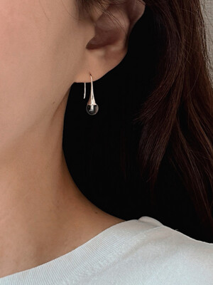 [Silver925] oar Gemstone Hook Earrings [Crystal]