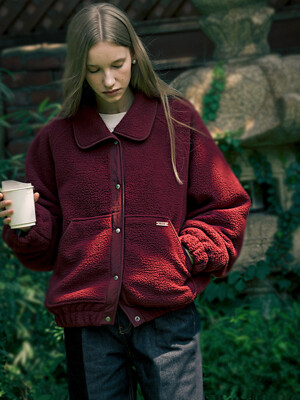 Zoey round collar fleece jumper_Wine