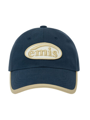 BEIGE TRIMMING BALL CAP-NAVY