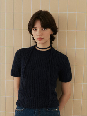2-WAY TIE KNIT TOP_NAVY