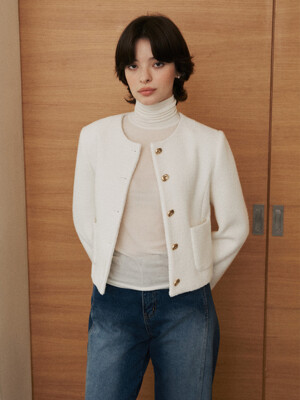 GOLD BUTTON TWEED JACKET_3COLOR