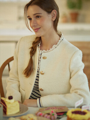 Bookle Tweed Wool Jacket - Ivory