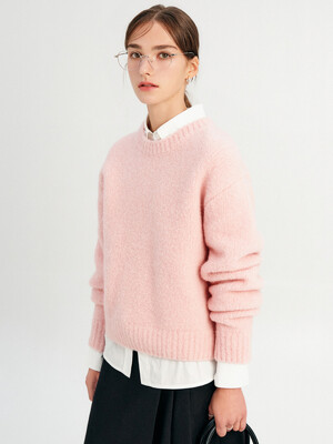 다니엘 부클 울 니트_핑크 / DANIELLE BOUCLE WOOL KNIT_PINK