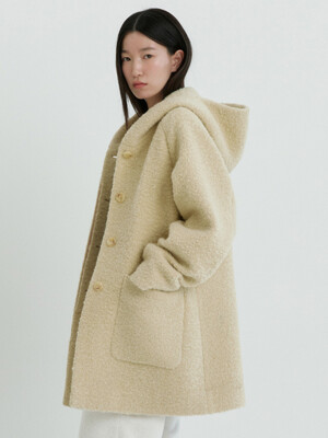 Hoodie Half Coat-Beige