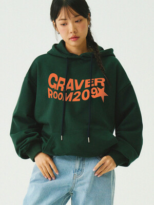 [UNISEX]웨이브 스타 로고 후드티_그린