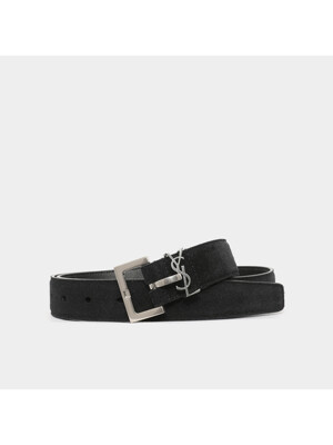 생로랑 24FW 모노그램 YSL로고 벨로아 3CM 남성 벨트 634440 C0X0E 1000