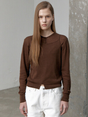 cotton blend cardigan camisole set (brown)