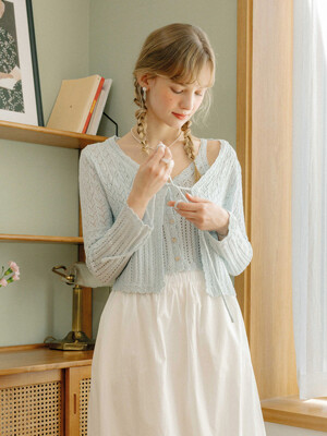 DD_Hollow knit top and cardigan set_2color