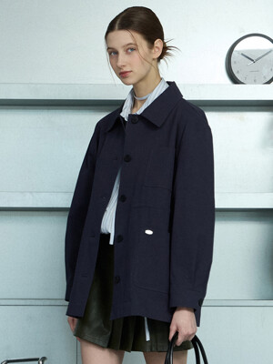 Cotton French Work Jacket - Navy
