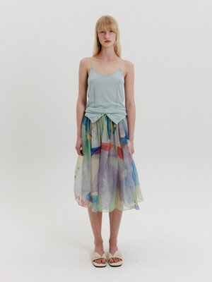 Organza Pleats Midi Skirt - Multi