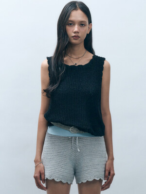 레이스 크로쉐 니트 슬리브리스 블랙 MDKT110BLACK