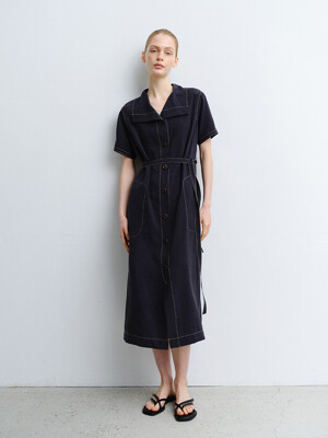 TVR WASHED SILK COLLAR DRESS_2COLORS
