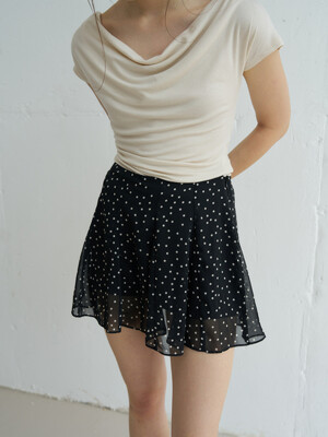 POLKA DOT FLARE MINI SKIRT_BLACK