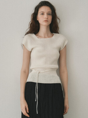 ribbed cap sleeveless knit top (cream)