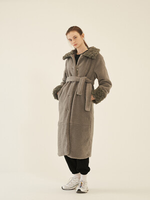 Mix Fur Long Coat_Gray